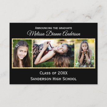 Black/gold Background - 3x5 Graduation Party Invitation by Midesigns55555 at Zazzle