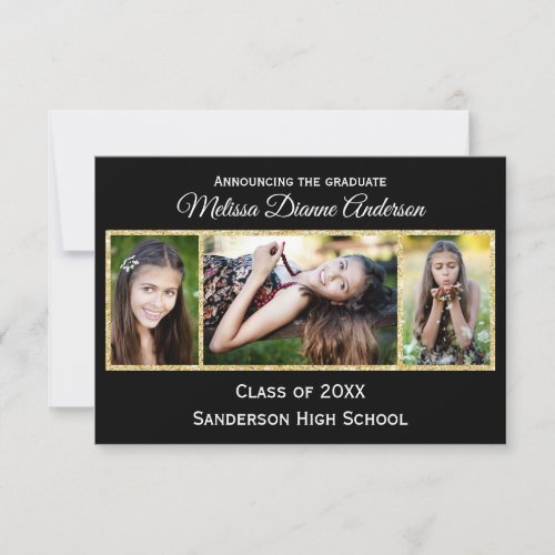 BlackGold Background _ 3x5 Graduation Party Invitation