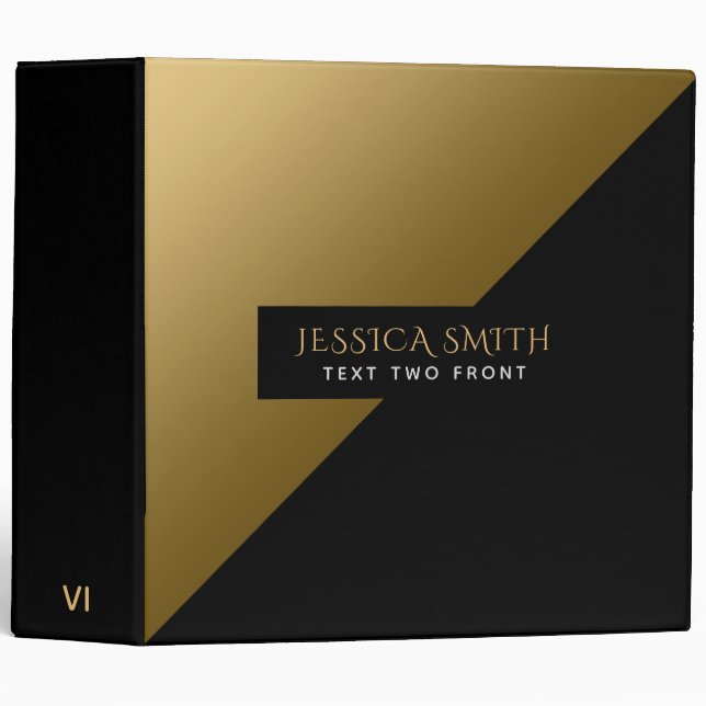 Black Gold Background Gold Sparkles 3 Ring Binder (Front/Spine)