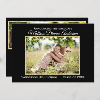 Black/gold Background - Grad Announcement by Midesigns55555 at Zazzle