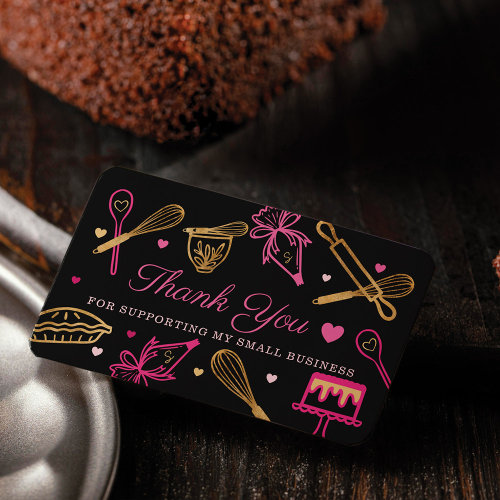 Black & Gold Baking & Cooking Utensil Thank You Business Card