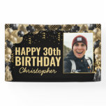 Black Gold Balloon Confetti Photo Happy Birthday Banner Black Gold Balloon Confetti Photo Happy Birthday Banner