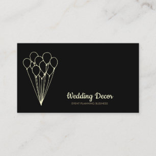 Black Gold Balloon Event Party Planner Business Card