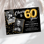 Black Gold Balloons 60th Birthday Photo Invitation<br><div class="desc">Black Gold Balloons 60th Birthday Photo Invitation</div>