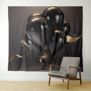Black & Gold Balloons Backdrop