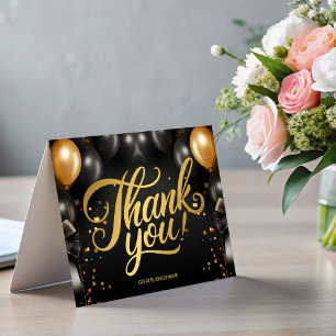 Black Gold Balloons Business Thank You card