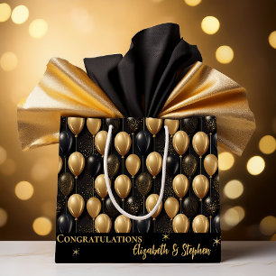 Black Gold Balloons Congratulations Names Large Gift Bag