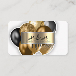 Black Gold Balloons White Real Gold Foil Business Card