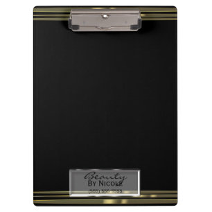 Black Gold Band Elegant Chic Glam Personalized Clipboard