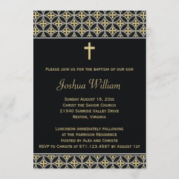 Black Gold Baptism Christening Invitation by OnceForAll at Zazzle