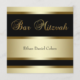 Black Gold Bar Mitzvah Invitations