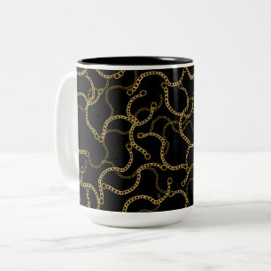 Black Gold Baroque Chain Luxury Two-Tone Coffee Mug