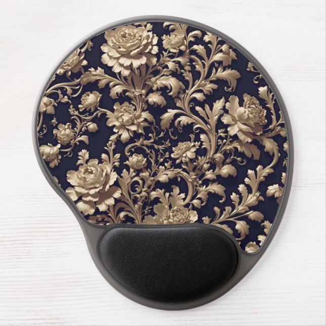 Black & Gold Baroque Comfort Pad Gel Mouse Pad (Front)
