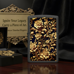 Black & Gold Baroque Floral Zippo Lighter