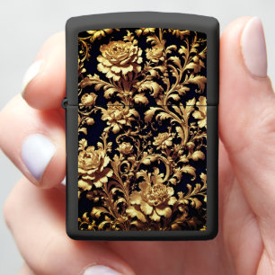 Black & Gold Baroque Floral Zippo Lighter