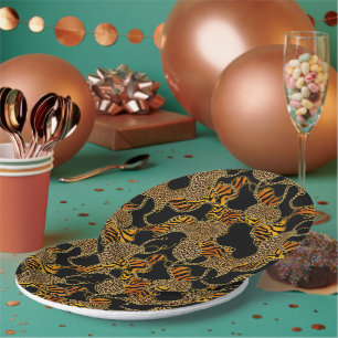 Black Gold Baroque Glam Adult Birthday Paper Plates
