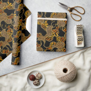 Black Gold Baroque Glam Adult Birthday Wrapping Paper
