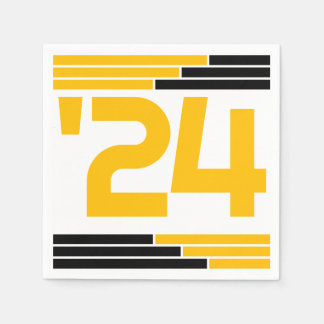 Black & Gold Bars Class of '24 Grad Party Napkins