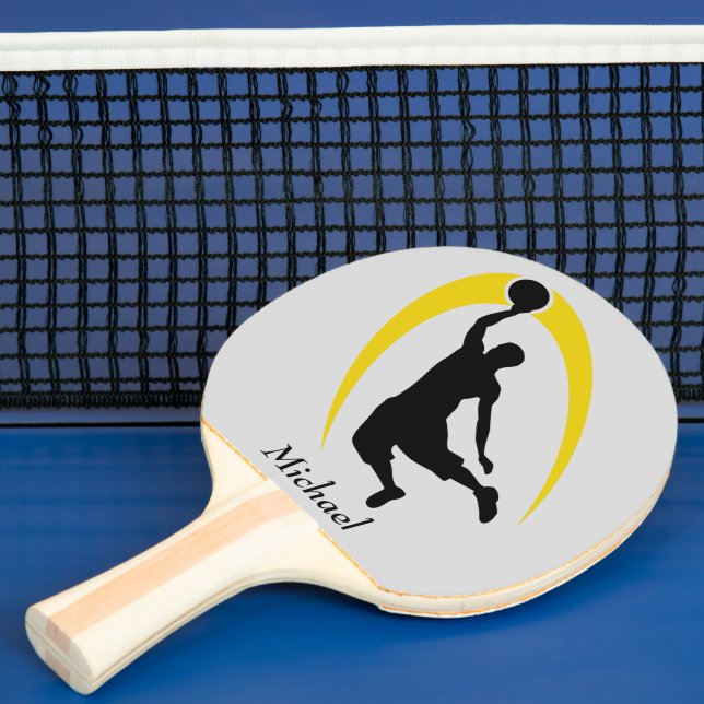 Black Gold Basketball Player Personalized Ping-Pong Paddle (Insitu)