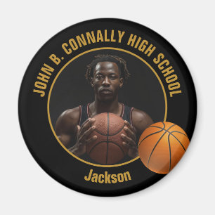 Black Gold Basketball Player Photo Magnet
