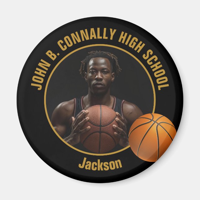 Black Gold Basketball Player Photo Magnet (Front)