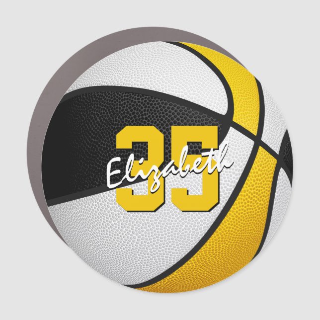 black gold basketball school locker or car magnet (Front)