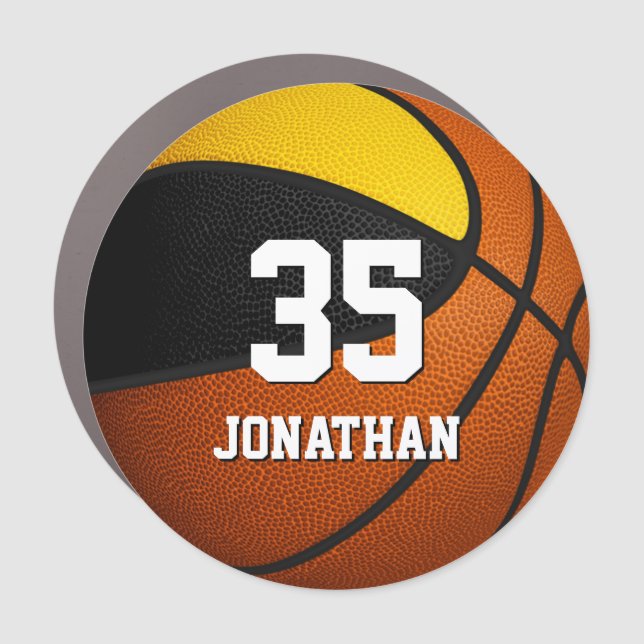 black gold basketball school spirit day gifts car magnet (Front)