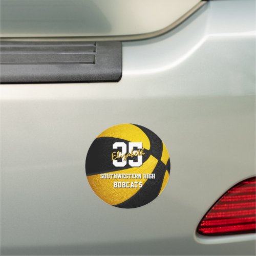 black gold basketball team colors gifts 5 inch car magnet