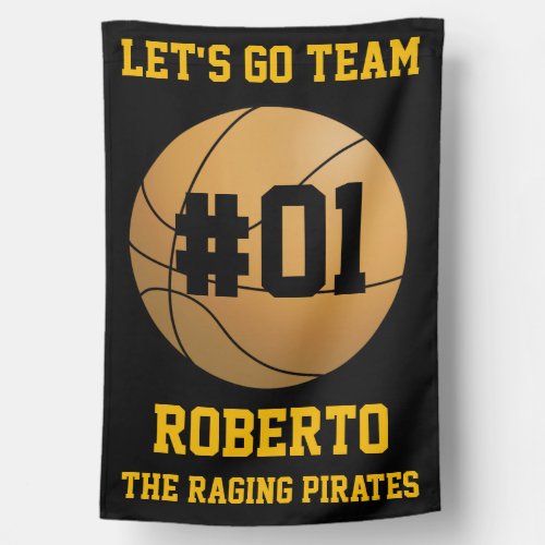 Black Gold Basketball Team Colors House Flag