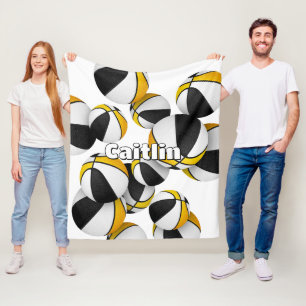 black gold basketball team colors sports decor fleece blanket