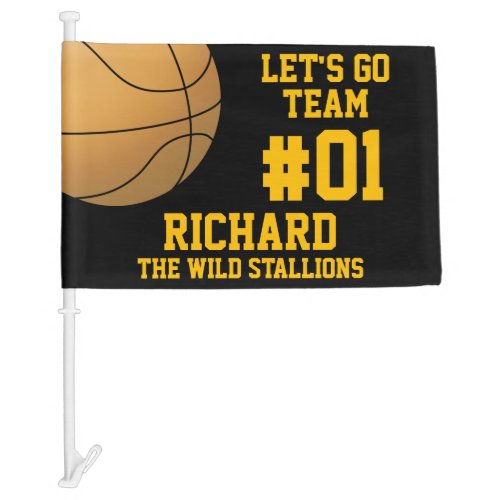 Black Gold Basketball Team Spirit Car Flag
