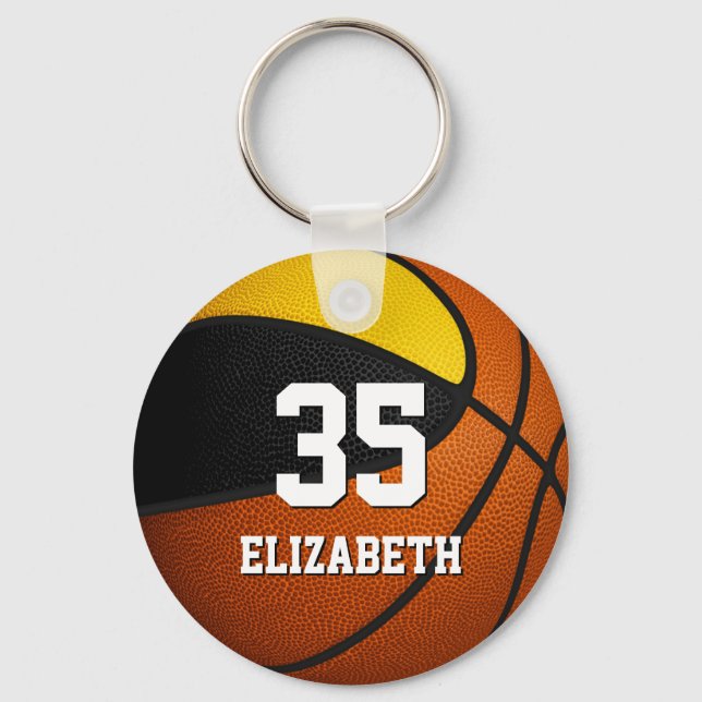 black gold basketball team spirit gifts keychain (Front)
