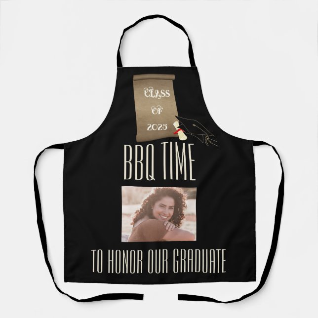 Black Gold BBQ Honoring Graduate Photo Apron (Front)