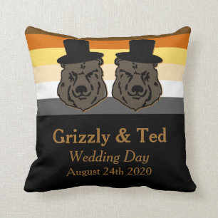 Black & Gold Bear Flag Pillow Gay Wedding Gift