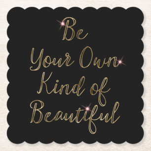 Black Gold Beautiful Quote Paper Coaster