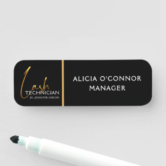 Black & Gold Beauty Name Tag | Luxury Badge