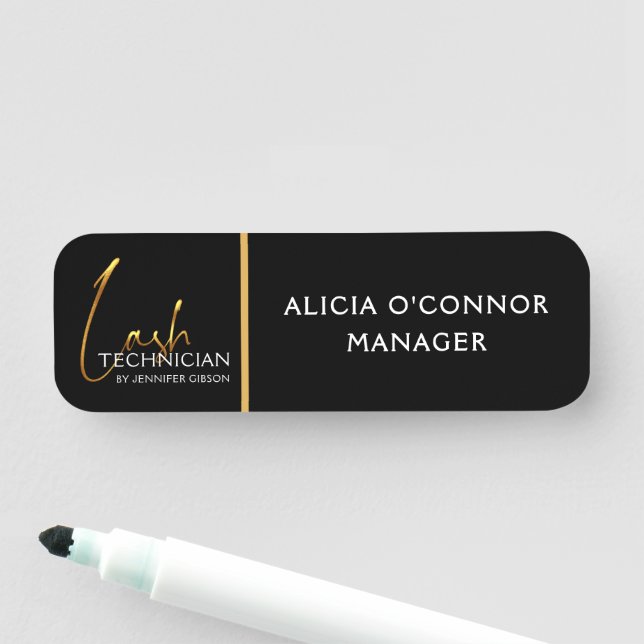 Black & Gold Beauty Name Tag | Luxury Badge  (In Situ)