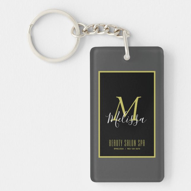 Black Gold Beauty Salon SPA by Anastasia Monogram Keychain (Front)