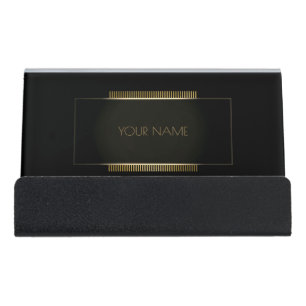 Black Gold Beauty Studio Hair Stylist Makeup Lux Desk Business Card Holder