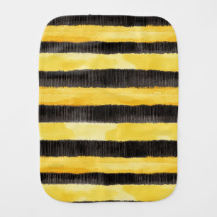 Black Gold Bee Stripes Baby Burp Cloth
