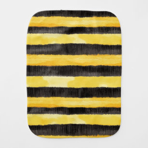 Black Gold Bee Stripes Butter Yellow Plaid Baby Burp Cloth