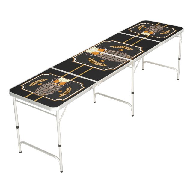 Black & Gold Beer Barrel Pong Table (Angled)