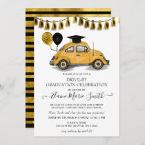 Black Gold Beetle Balloons Drive By Graduation Invitation