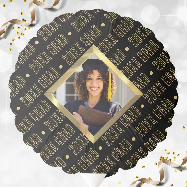 Black & Gold Beveled Photo Senior Graduation Year Balloon (Black & Gold Beveled Photo Senior Graduation Year Balloon)