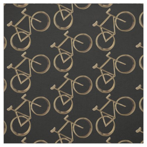 Black Gold Bike Pattern Bicycles Cycling Cyclist Fabric