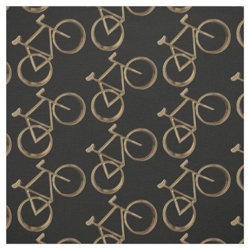 Black Gold Bike Pattern Bicycles Cycling Cyclist Fabric