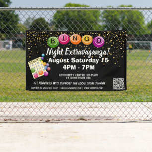 black gold Bingo Night event school Fundraiser Banner