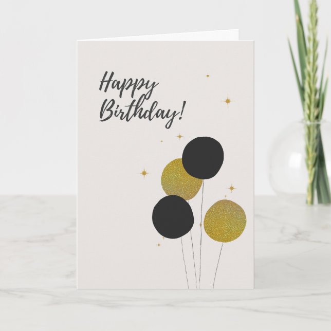 Black & Gold Birthday Card (Front)