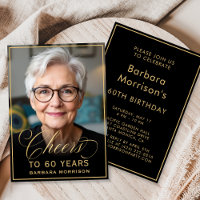 Black & Gold Birthday Cheers to 60 Years Photo