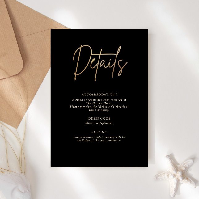 Black Gold Birthday Details Card, Enclosure Card (Black Gold Birthday Details Card, Enclosure Card)
